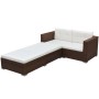 Set Divani da Giardino 3 pz con Cuscini in Polyrattan Marrone