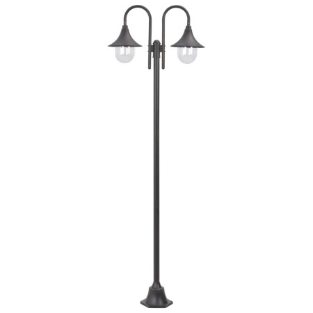 Lampione da Giardino E27 220 cm in Alluminio 2 Lampade Bronzo