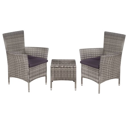 Set da Bistrot 3 pz in Polyrattan Grigio