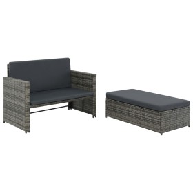 Set Divani da Giardino 2 pz con Cuscini in Polyrattan Grigio