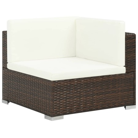 Set Divani da Giardino 8 pz con Cuscini in Polyrattan Marrone