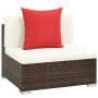 Set Divani da Giardino 7 pz con Cuscini in Polyrattan Marrone