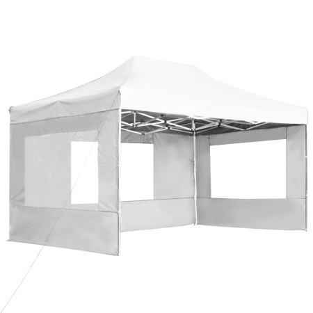 Gazebo Professionale Pieghevole in Alluminio Pareti 4,5x3m Bianco