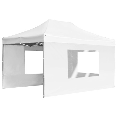 Gazebo Professionale Pieghevole in Alluminio Pareti 4,5x3m Bianco