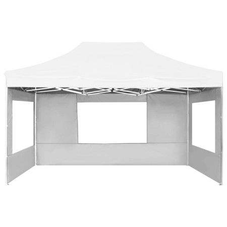 Gazebo Professionale Pieghevole in Alluminio Pareti 4,5x3m Bianco