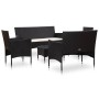 Set Divani da Giardino 5 pz con Cuscini in Polyrattan Nero