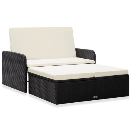 Set Divani da Giardino 2 pz con Cuscini in Polyrattan Nero