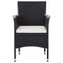 Sedie da Pranzo per Giardino 2 pz in Polyrattan Nero