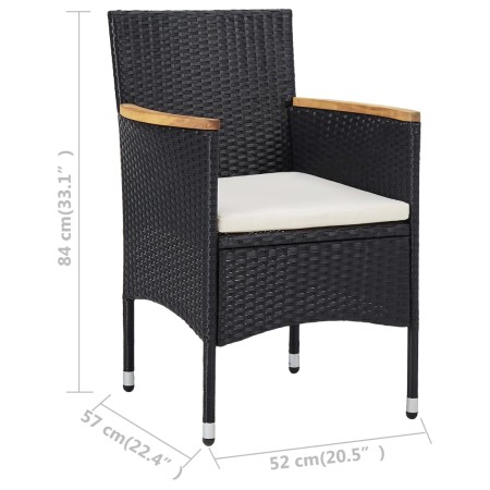 Sedie da Pranzo per Giardino 2 pz in Polyrattan Nero