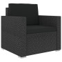 Set Divani da Giardino 6 pz con Cuscini in Polyrattan Nero