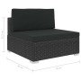 Set Divani da Giardino 6 pz con Cuscini in Polyrattan Nero