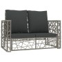 Set Divani da Giardino 2 pz con Cuscini in Polyrattan Grigio