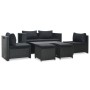 Set Divani da Giardino 6 pz con Cuscini in Polyrattan Nero