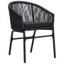 Set da Bistrot 3 pz con Cuscini in Polyrattan Nero