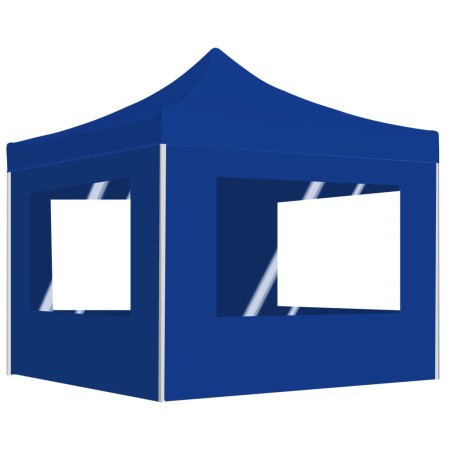 Gazebo Professionale Pieghevole Alluminio con Pareti 2x2m Blu