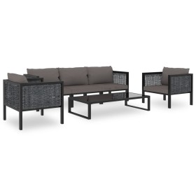 Set Divani da Giardino 6 pz con Cuscini in Polyrattan Antracite