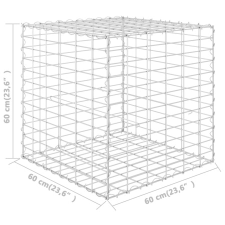 Gabbione Letto Rialzato a Cubo in Filo di Acciaio 60x60x60 cm