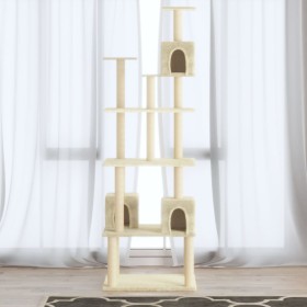 Albero per Gatti con Tiragraffi in Sisal Crema 188 cm