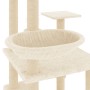 Albero per Gatti con Tiragraffi in Sisal Crema 141 cm