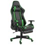 Sedia da Gaming Girevole con Poggiapiedi Verde in PVC