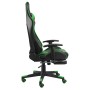 Sedia da Gaming Girevole con Poggiapiedi Verde in PVC