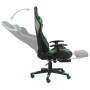 Sedia da Gaming Girevole con Poggiapiedi Verde in PVC