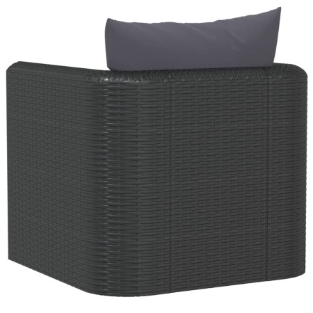 Poltrona con Cuscini in Polyrattan Nero