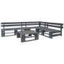 Set Salotto da Giardino 4 pz Pallet in Legno Grigio