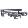 Set Divani da Giardino con Pallet 4 pz in Legno Grigio