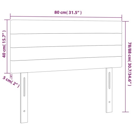 Testiera a LED Marrone Scuro 80x5x78/88 cm in Tessuto