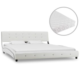 Letto con Materasso Bianco in Similpelle 160x200 cm