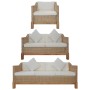 Set di Divani 3 pz con Cuscini in Rattan Naturale