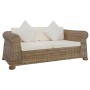 Set di Divani 2 pz con Cuscini in Rattan Naturale