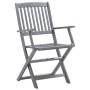Set da Pranzo per Giardino 5 pz Legno Massello di Acacia Grigio