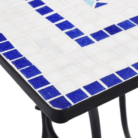 Set Bistrò 3 pz con Mosaico in Ceramica Blu e Bianco