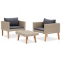 Set Divani da Giardino 3 pz con Cuscini in Polyrattan Beige