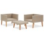 Set Divani da Giardino 3 pz con Cuscini in Polyrattan Beige