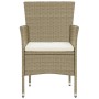 Sedie da Pranzo per Giardino 2 pz in Polyrattan Beige