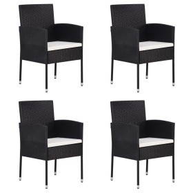 Sedie da Giardino Set 4 pz in Polyrattan Nero