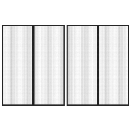 Tende Antimosche 2 pz per Porte con Magneti Nere 230x160 cm