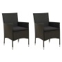 Sedie da Giardino con Cuscini 2 pz in Polyrattan Nere