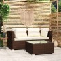 Set Divani da Giardino 3 pz con Cuscini in Polyrattan Marrone