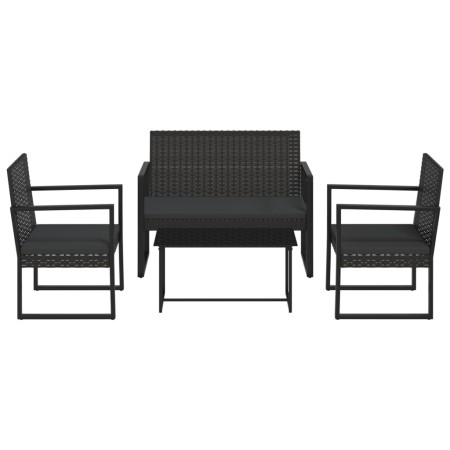 Set Divani da Giardino 4 pz con Cuscini Nero in Polyrattan