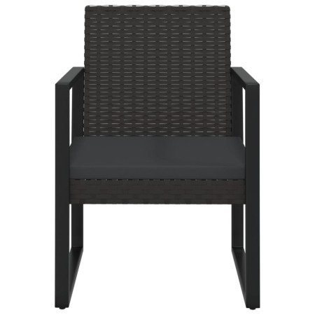 Set Divani da Giardino 4 pz con Cuscini Nero in Polyrattan