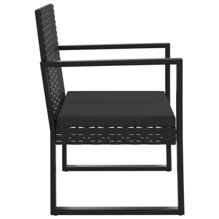 Set Divani da Giardino 4 pz con Cuscini Nero in Polyrattan