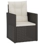 Set Divani da Esterno 3 pz con Cuscini in Polyrattan Nero