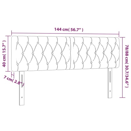 Testiera a LED Marrone Scuro 144x7x78/88 cm in Tessuto