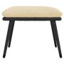 Poggiapiedi Crema 45x29,5x35 cm in Tessuto e Similpelle