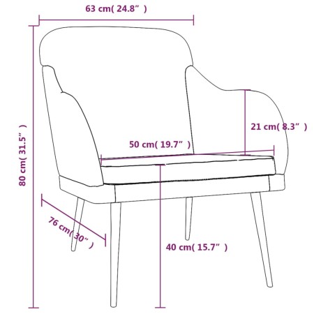 Poltrona Nera 63x76x80 cm Velluto