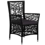 Set da Pranzo da Giardino 5 pz in Polyrattan Nero